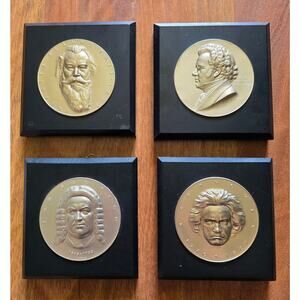 Vienna Austria Composer Plaques Set Beethoven Brach Brahms Schubert 4.25"